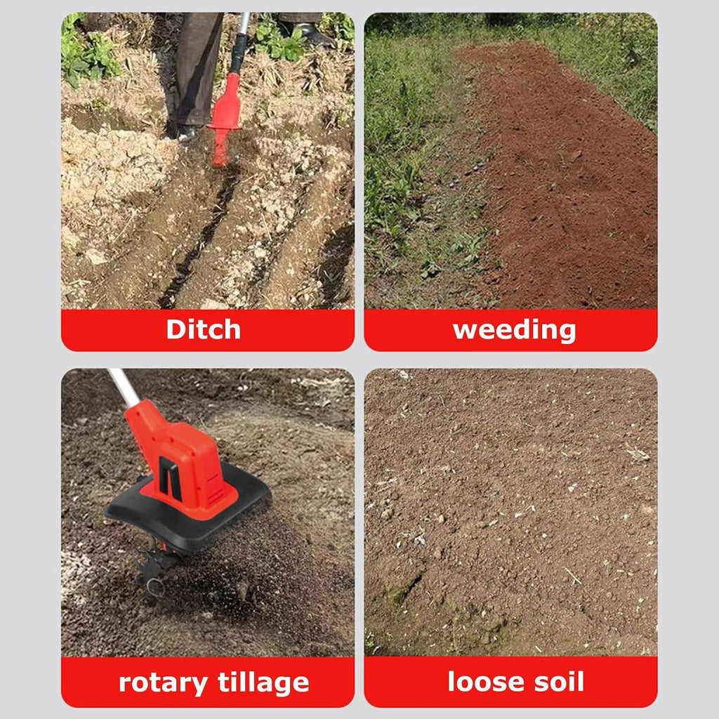 Electric Tiller 20V – Garden Soil Cultivator/Rotavator – 4 Steel Blades,25cm Working Width/22cm Working Depth