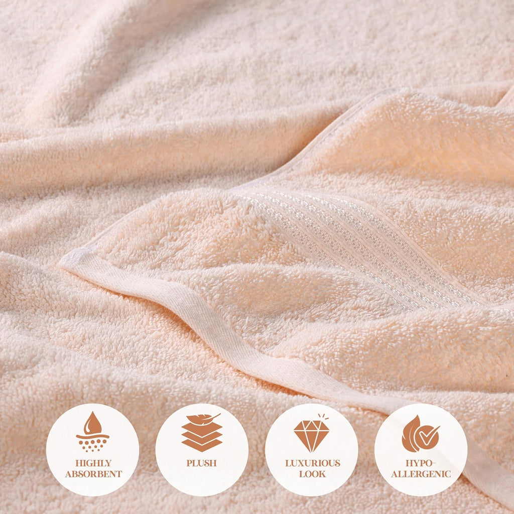 Superior Egyptian Cotton 9-Piece Towel Set, Assorted Towels for Home Bathroom, Guest Bath Decor Essentials, Includes 3 Bath, 3 Hand, 3 Face Towels/Washcloths, Quick Dry, Absorbent - Peach