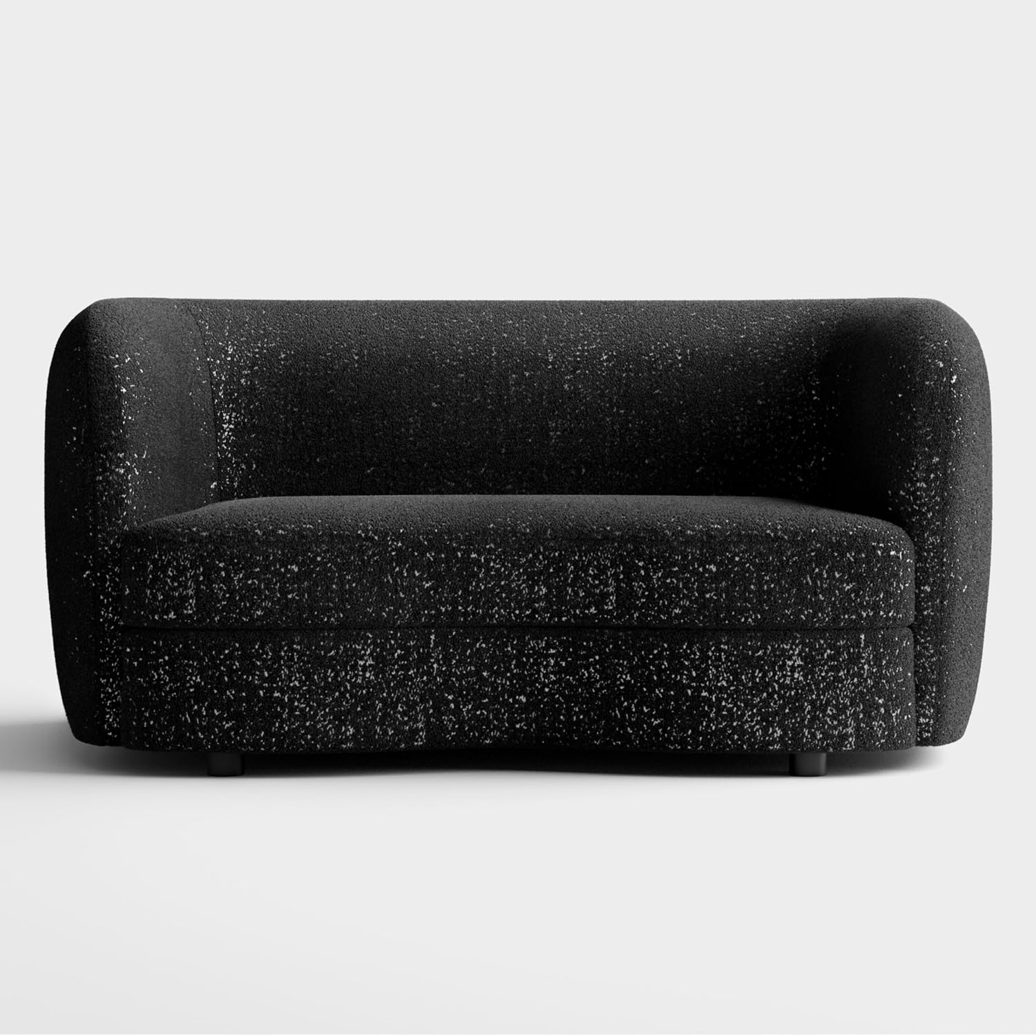 Furniture of America Nimiane Modern Boucle Loveseat Couch with Curved Arms and Wooden Legs, Comfy Fabric Upholstered Small Sofa for Living Room, Bedroom, Home Office, Black