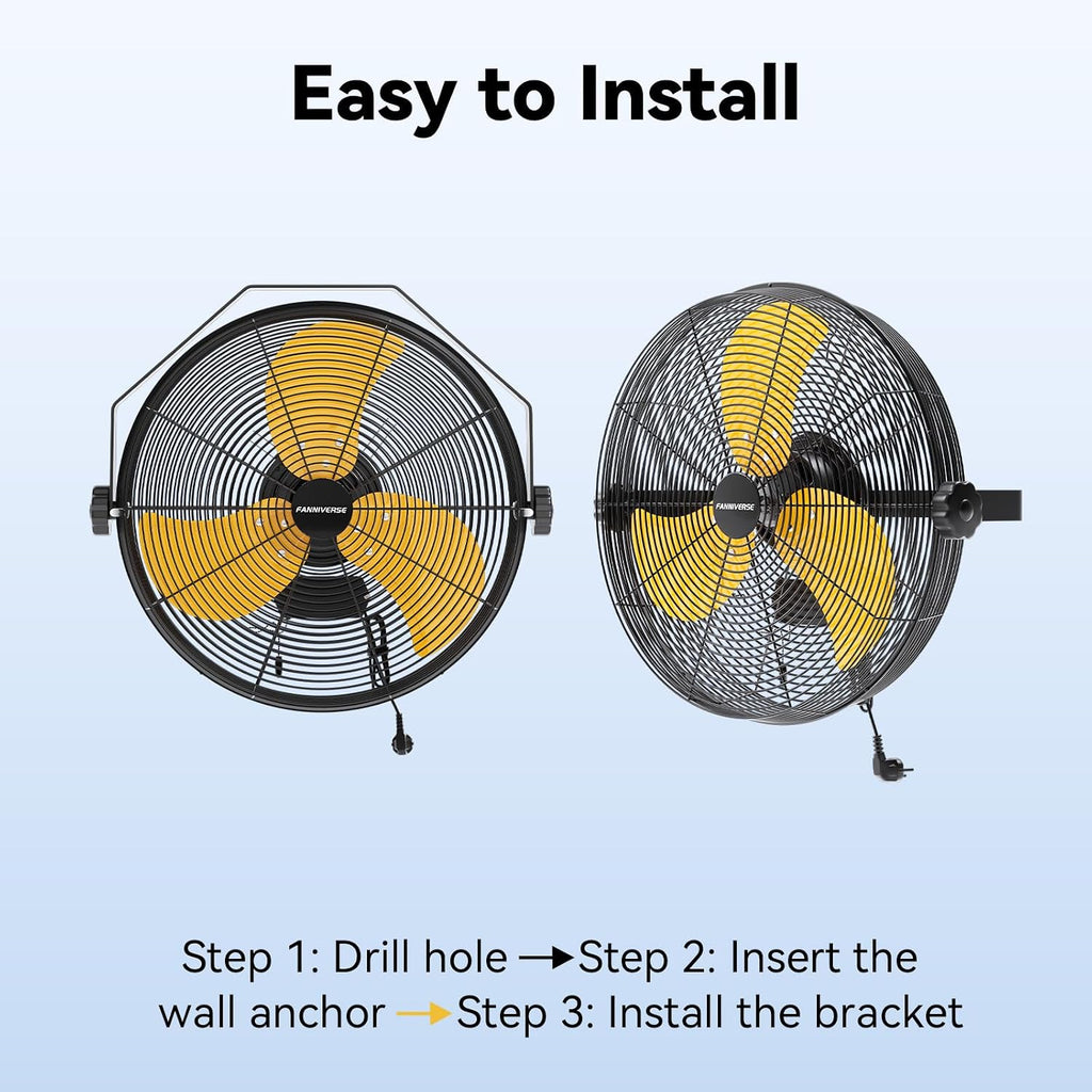 2PCS 18 Inch Wall Fan Pro Series - 4900 CFM 3 Speed High Velocity Industrial Wall Mount Fans for Commercial, Residential, Warehouse, Covered Patio, Shop, Garage, Barn, Gazebo UL Safety Listed
