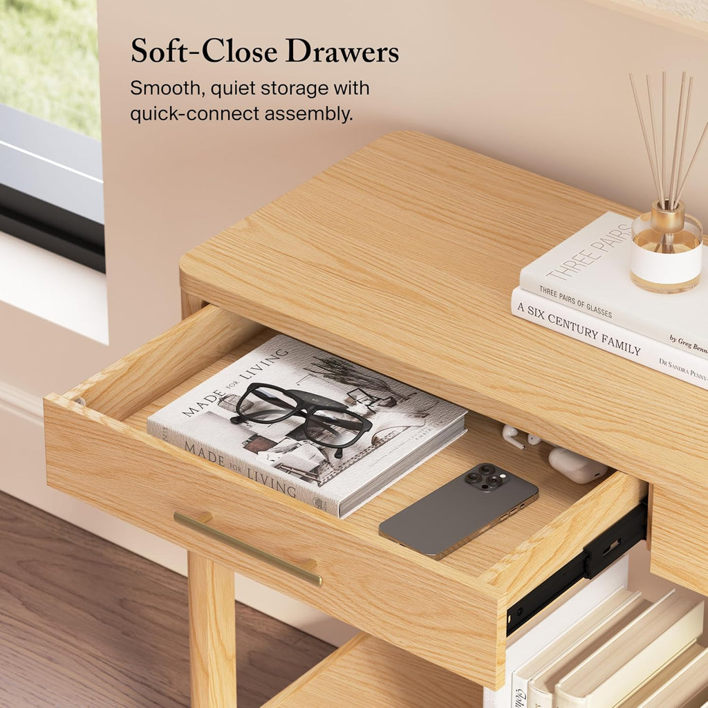 Bush Home Vera Console Table, Living Room or Entryway Furniture, Vera Collection, Natural White Oak