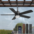46 Inch Outdoor Ceiling Fan with Lights, IP65 Waterproof, Smart APP Remote Control, Dimmable 3CCT LED, 6-Speed Quiet DC Motor, Plug in Hanging Fan with Cord for Patio Porch Gazebo (Black)