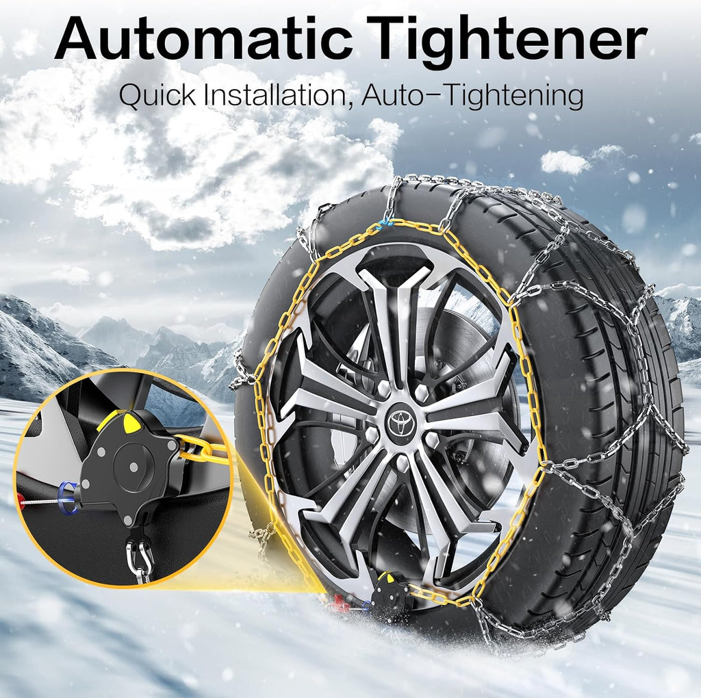 Snow Chains for Toyota RAV4, Auto-locking Cable Traction Tire Chain, RAV4 Accessories 2024 2023 2022 2021, Set of 2