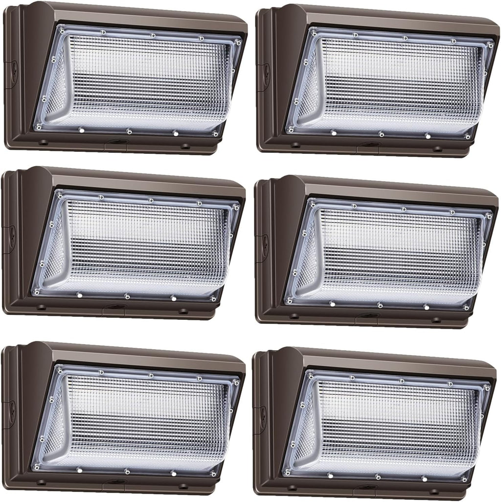 ledmo 120W LED Wall Pack Light Outdoor 6 Pack Exterior Commercial Lighting Fixture Waterproof Wall Mount for Parking Barn Warehouse Shop