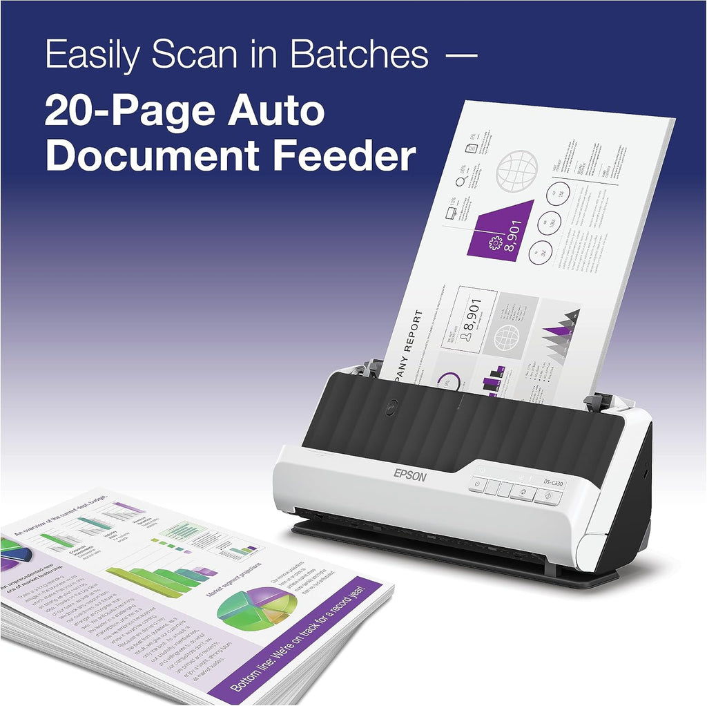 Epson DS-C330 Duplex Compact Desktop Document Scanner with Auto Doc Feeder (ADF)
