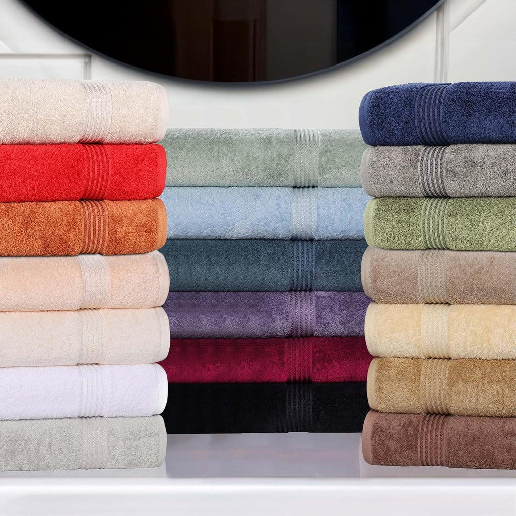 Superior Egyptian Cotton 9-Piece Towel Set, Assorted Towels for Home Bathroom, Master, Guest Bath, Decor Essentials, Includes 3 Bath, 3 Hand, 3 Face Towels/Washcloths, Quick Dry, Absorbent, Stone