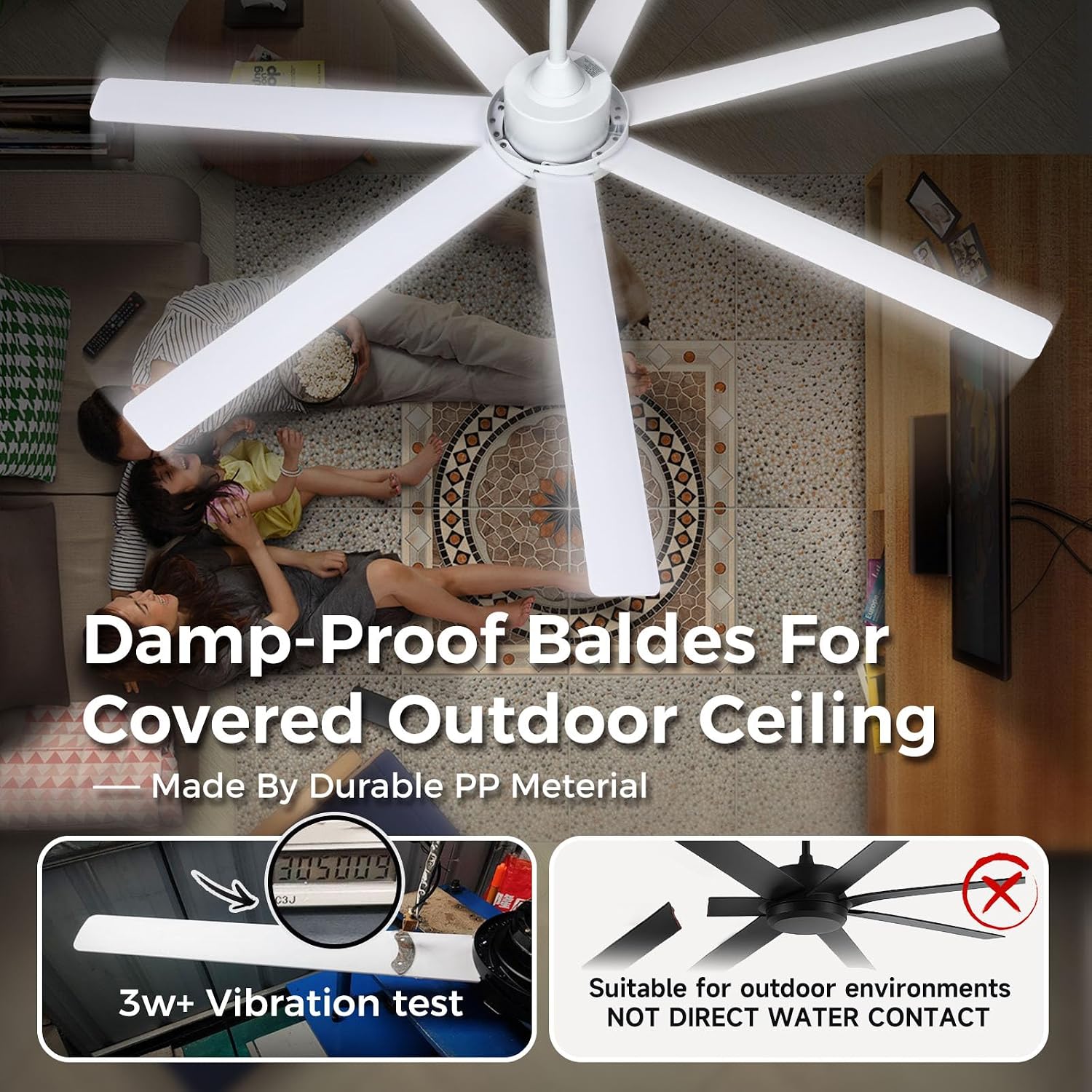 62 Inch Large Smart Ceiling Fan with Alexa or App,White Ceiling Fan with Light and Remote,6 Speed,3CCT,Quiet DC Motor Outdoor Fan for Patio or Bedroom