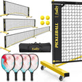 Pickleball Set Net with 4 Paddles, 6FT/11FT/22FT Portable 3-in-1 Pickle Ball Net with Carry Bag, Pickleballs, Designed for All Weather Conditions