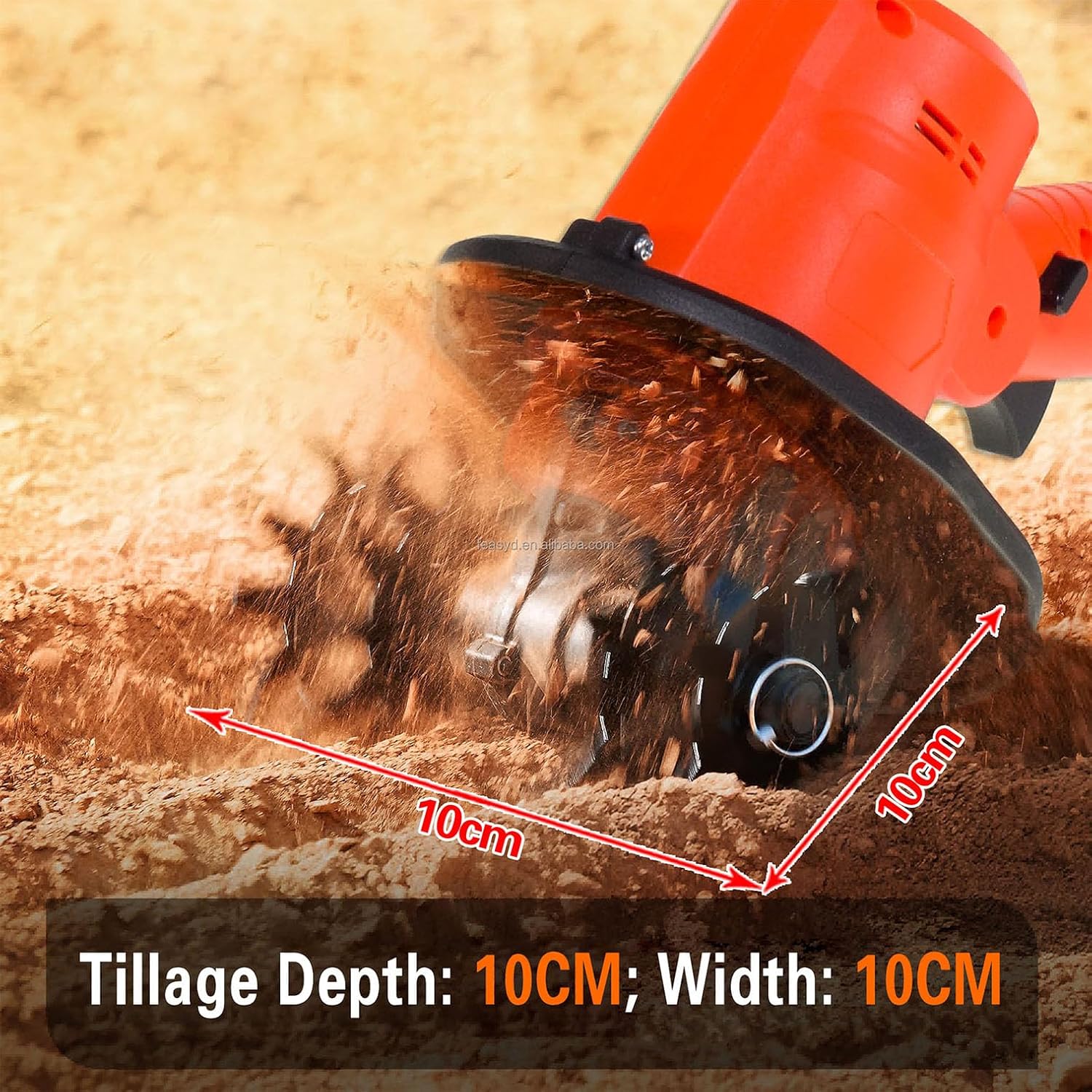 2 in 1 Cordless Tiller Cultivator with Electric Digging Hoe, Electric Garden Rotavator, with Telescopic Pole and 2 Batteries, 10Cm Tilling Width & Depth, Lightweight Rototiller for Gardening