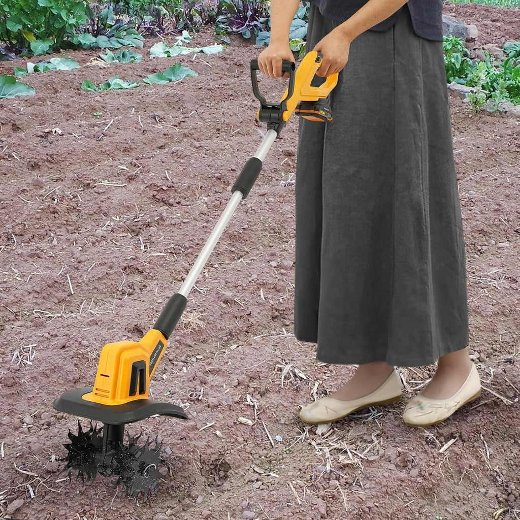 Cordless Tiller Cultivator, Electric Garden Tiller w/270 RPM, 8.7' Tilling Width, 6.3' Depth, Portable Rotary Tillers, for Plowing, Weeding, Turning Over The Soil