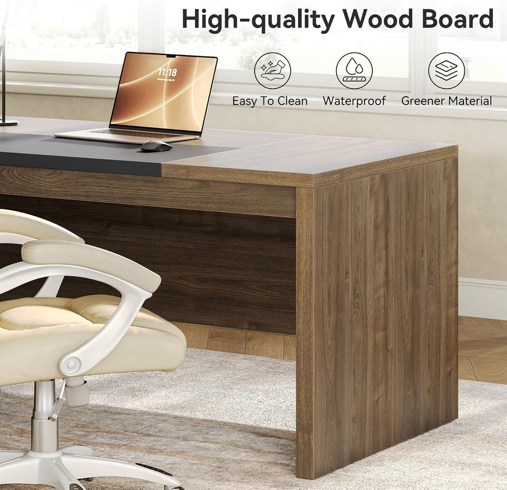 LITTLE TREE L-Shaped Computer Desk with File Cabinet Combo, 63-Inch Office Desk, 31-Inch Filing Cabinet with Storage & Drawer for A4/Letter/Legal Size File, Large Business Furniture for Home Office