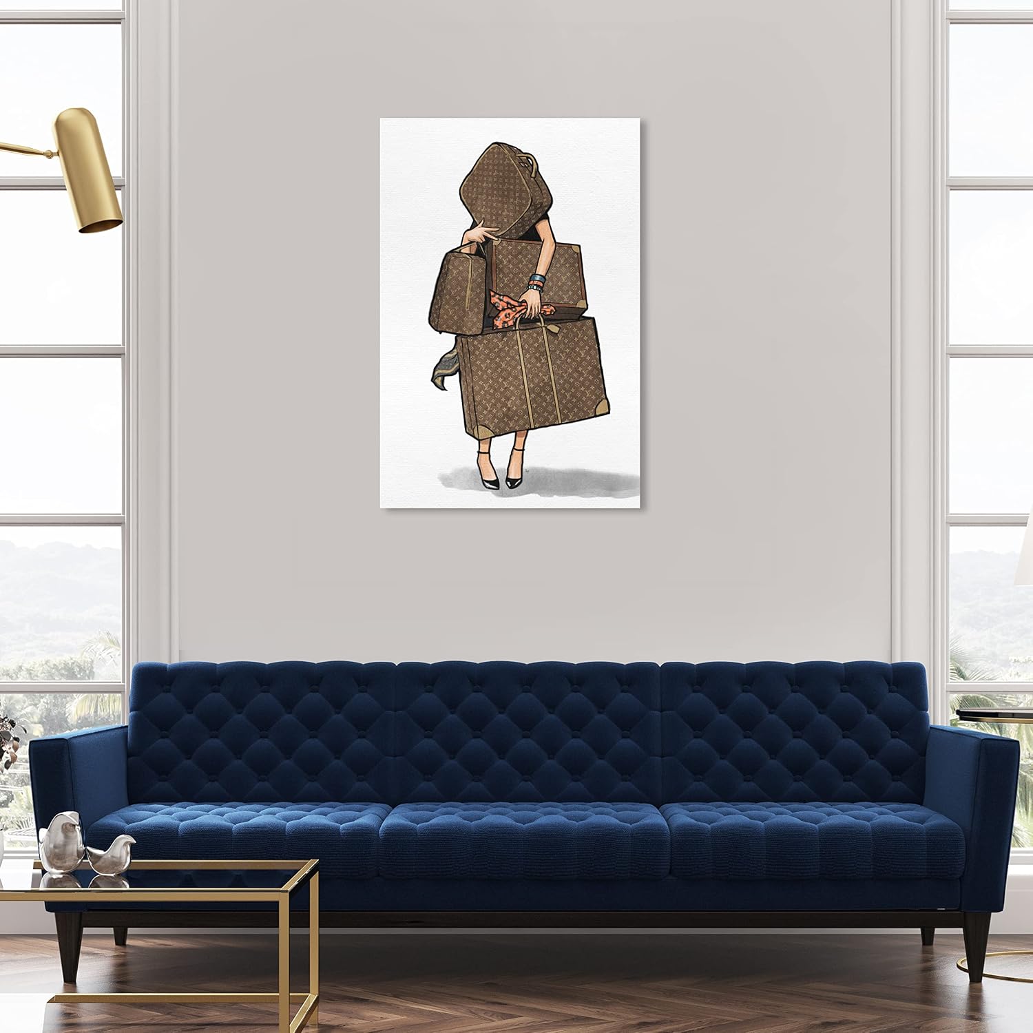 The Oliver Gal Artist Co. Fashion and Glam Wall Art Canvas Prints, Bags-Orange' Travel Essentials Home Décor, 24 in x 36 in, Brown, White