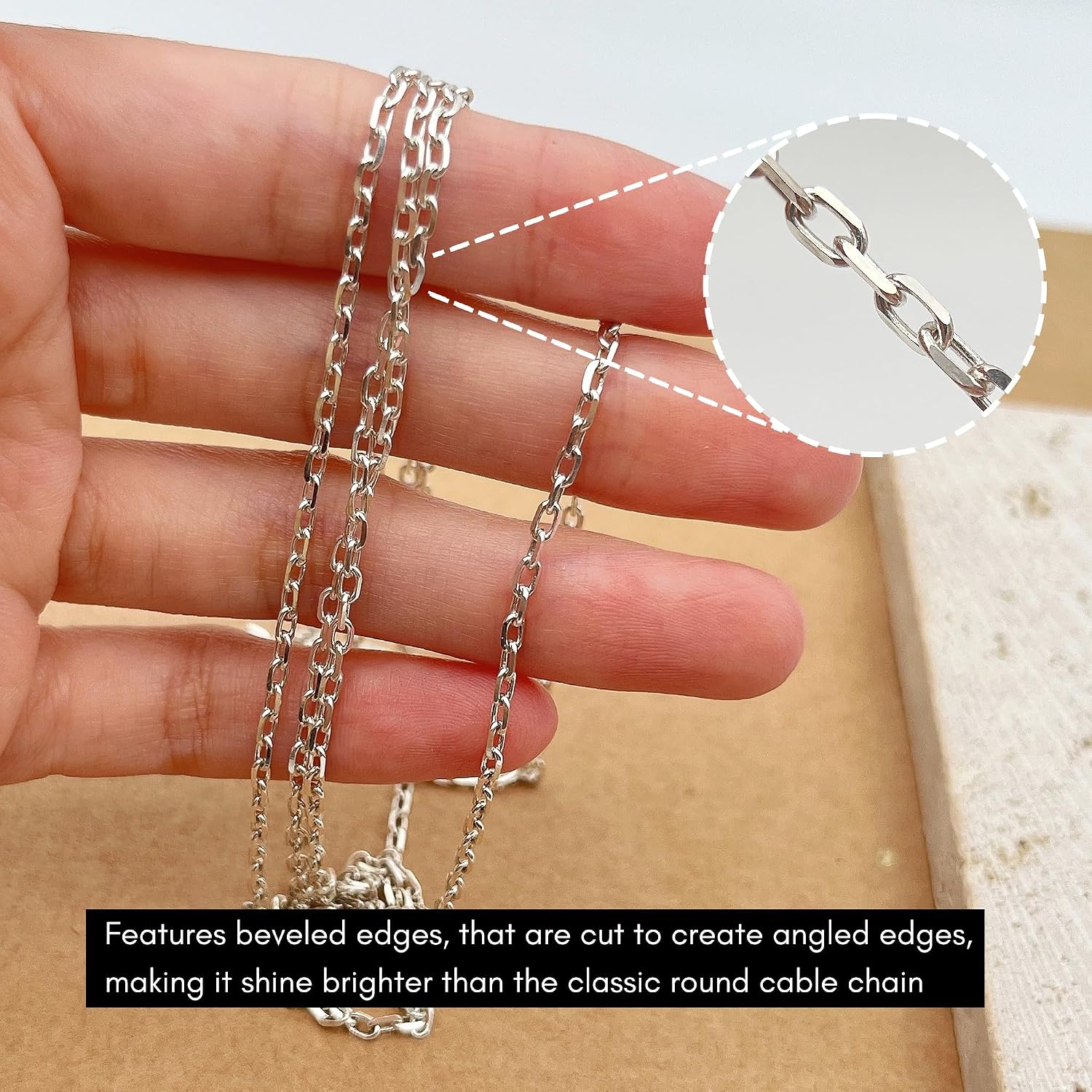 Gryrigns 5Feet 2.1mm 925 Sterling Silver Cable Chain Link Bulk for DIY Craft Jewelry Making (12.65 Grams)