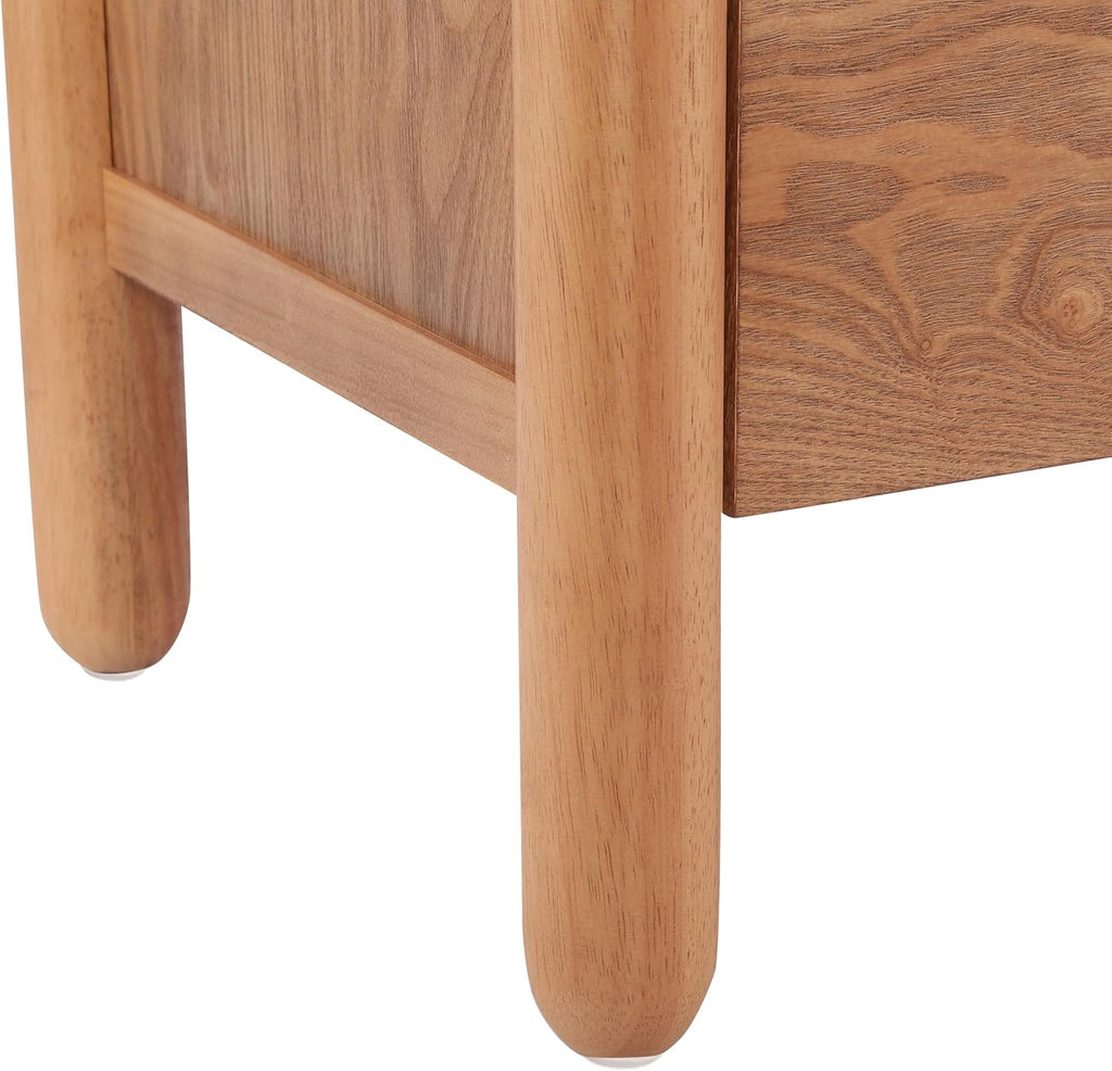 Christopher Knight Home Delwyn Modern Nightstand, Wooden Small Night Stand with Drawers and Open Storage Shelf, Bedside Table/End Table with Rounded Legs, Multipurpose Storage Cabinet, Brown