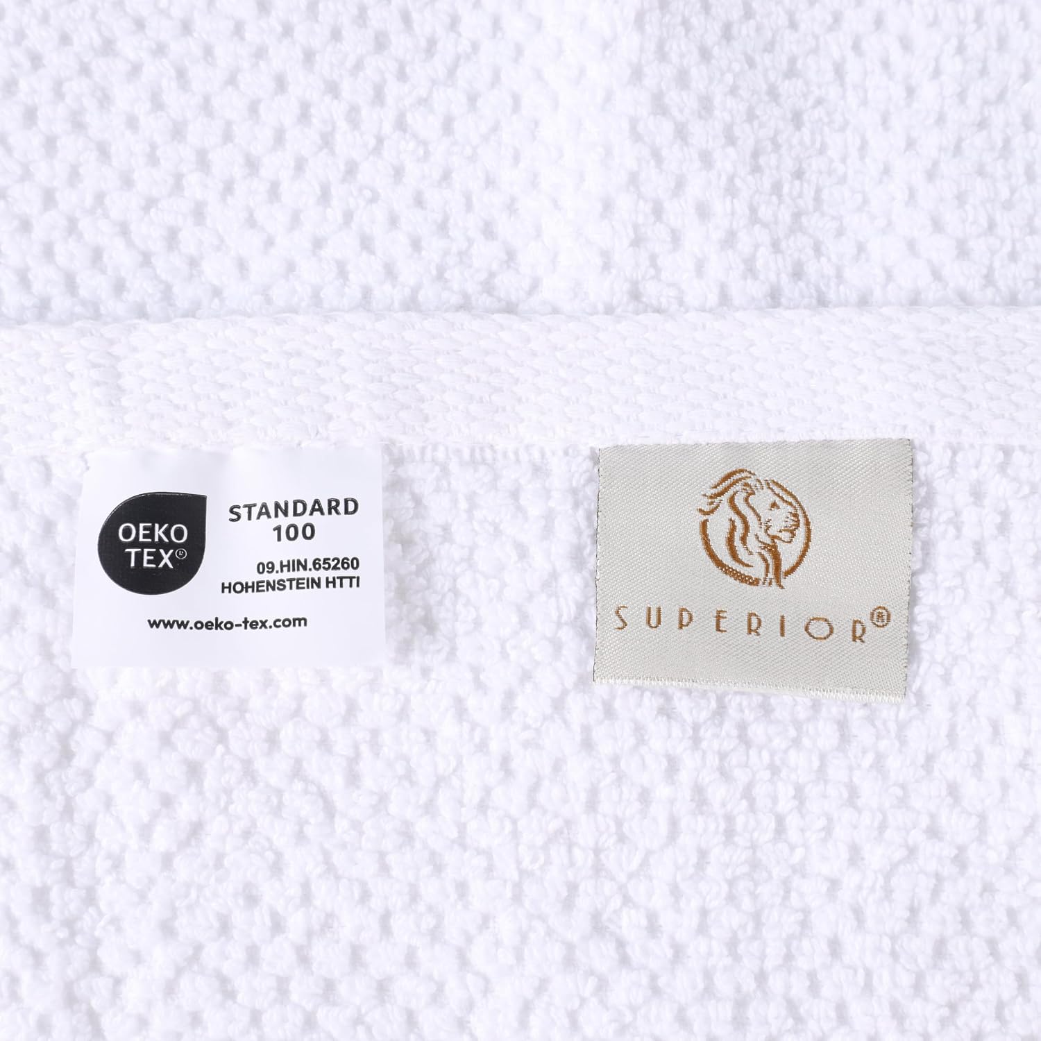 Superior Medallion Cotton 12 Piece Assorted Towel Set, Absorbent, Textured, Quick-Dry, Shower, Spa Basics, Solid White, Color Border, Includes 2 Bath Towels, 5 Hand Towels, 5 Face Towels, White-Silver