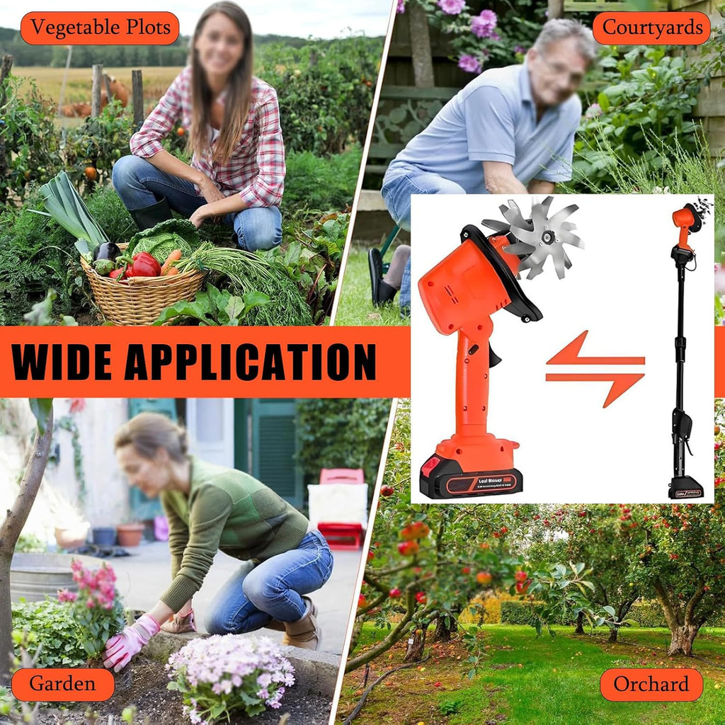 Cordless Handheld Cultivator, Garden Rotavator with 10cm Tilling Depth and 10cm Tilling Width, Electric Tiller with Battery, for Farm, Yard With1.3mExtension-1battery