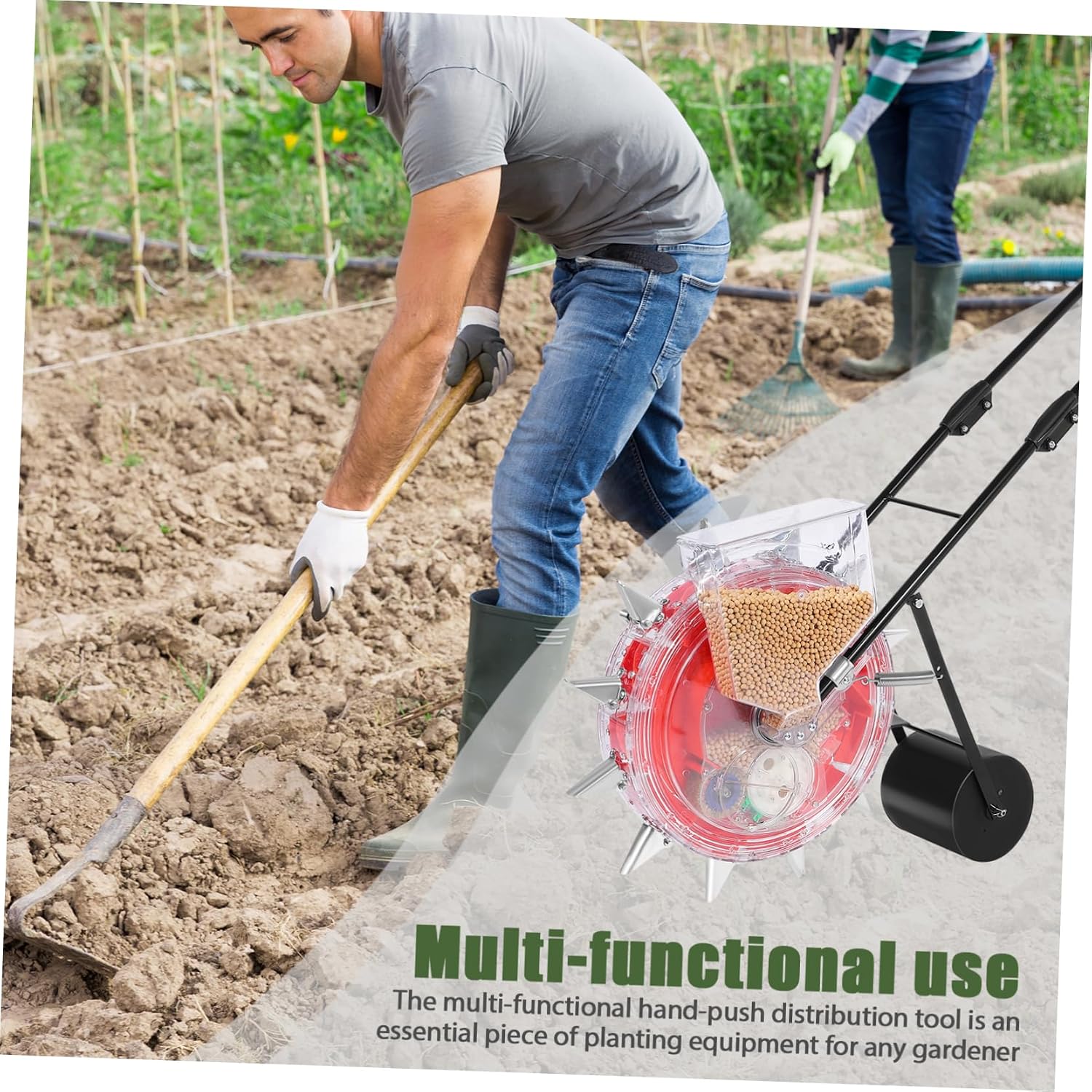 Manual Seeder Planter Precision Control Multi-Functional Hand-Push Fertilizing Applicator for Efficient Gardening and Sowing for Areas and Easy Monitoring