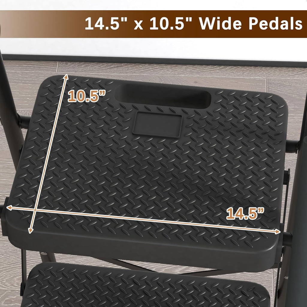 WiberWi 5 Step Ladder with Handrails Folding Step Stool with Tool Plateform, 330 lb Capacity Step Stools for Adults Portable Ladder for Home Kitchen Steel Frame with Non-Slip Wide Pedal