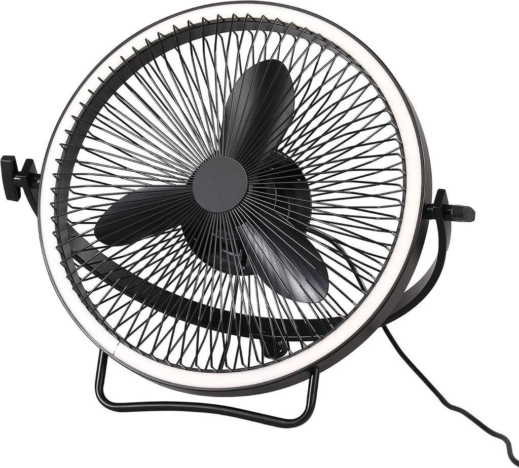 Ceiling Fans with Lights and Remote, 20 Inch Black Outdoor Ceiling Fans for Patios, 6-Speed DC Motor Floor Fan with Plug, 3 Color Temperatures Dimmable LED Light, Timer & Memory Function