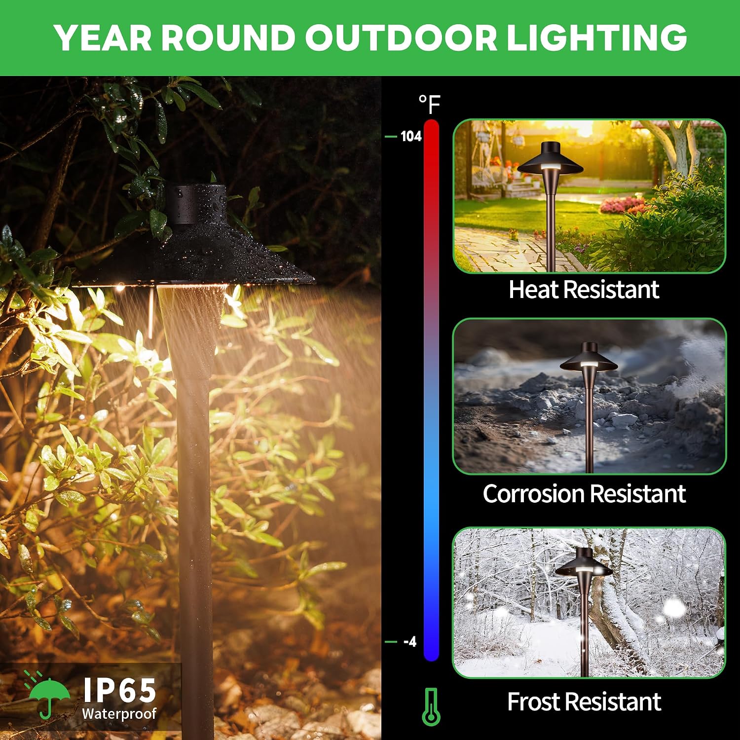 Outdoor Path Lights, LED Landscape Pathway Lights 3000K/4000K/5000K Selectable, 12V Low Voltage Wired, Waterproof 5W 150LM ORB Aluminum for Backyard Patio 6 Pack