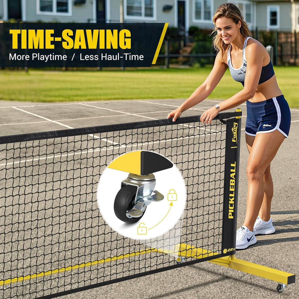 Pickleball Set Net with 4 Paddles, 6FT/11FT/22FT Portable 3-in-1 Pickle Ball Net with Carry Bag, Pickleballs, Designed for All Weather Conditions