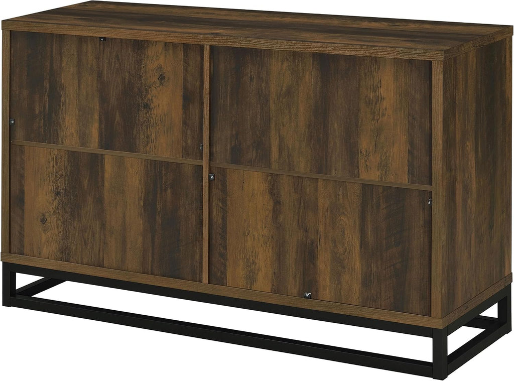Coaster Home Furnishings - Ryatt - 4-Door Engineered Wood Accent Cabinet with Fluted Design, Two Shelves - Transitional Style - Living Room, Entryway & Home Kitchen - Dark Pine - 950393