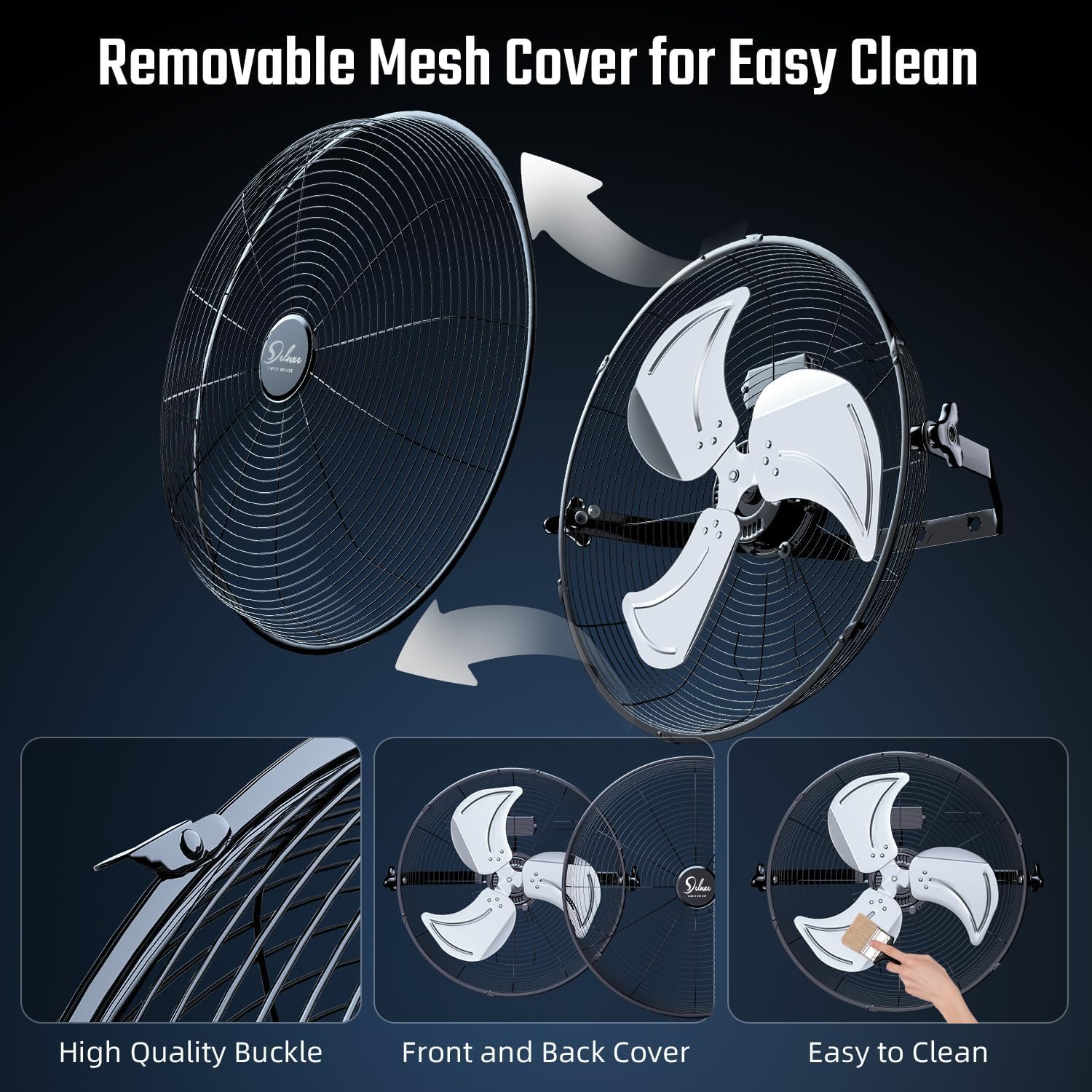 Simple Deluxe 18 Inch Industrial Wall Mount, Max 4200 CFM 3 Speed Commercial Ventilation Metal Fan for Warehouse, Greenhouse, Workshop, Patio, Factory and Basement - High Velocity