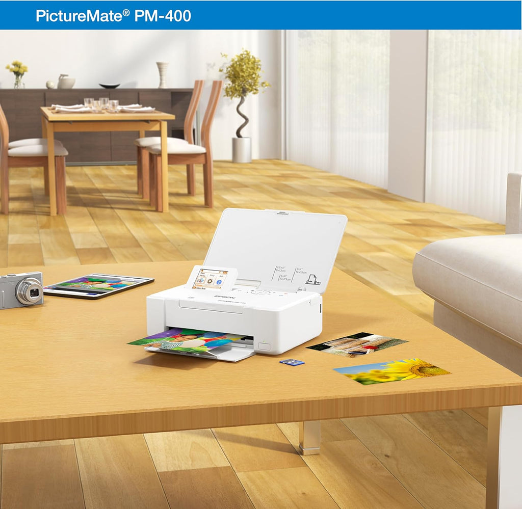 Epson PictureMate PM-400 Wireless Compact Color Photo Printer, white