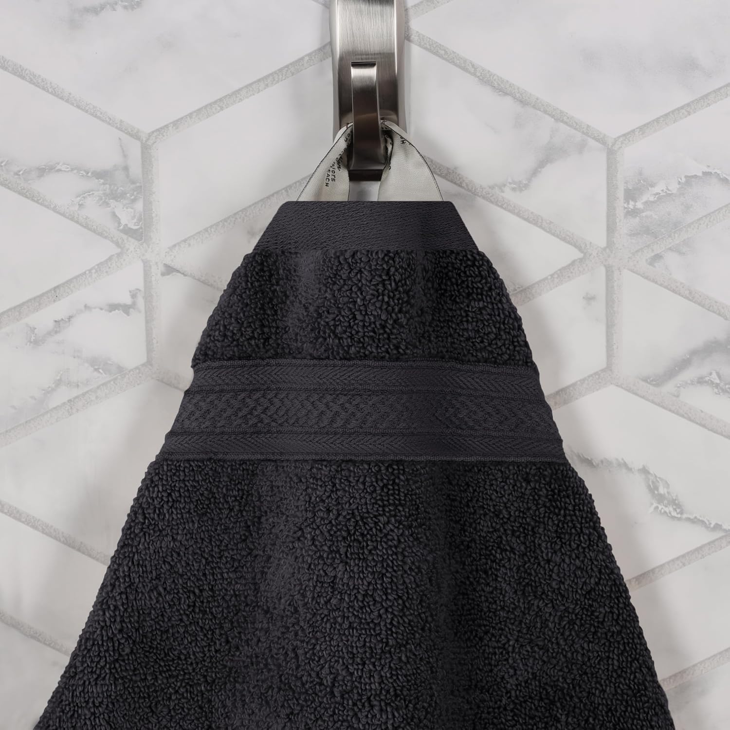 Superior Cotton Chevron 12 Piece Assorted Towel Set, Zero Twist, Quick Dry, Home Essentials, Shower, Spa, Luxury Plush Soft Absorbent Towels, Includes 4 Bath, 4 Hand, 4 Washcloth/Face Towels, Black