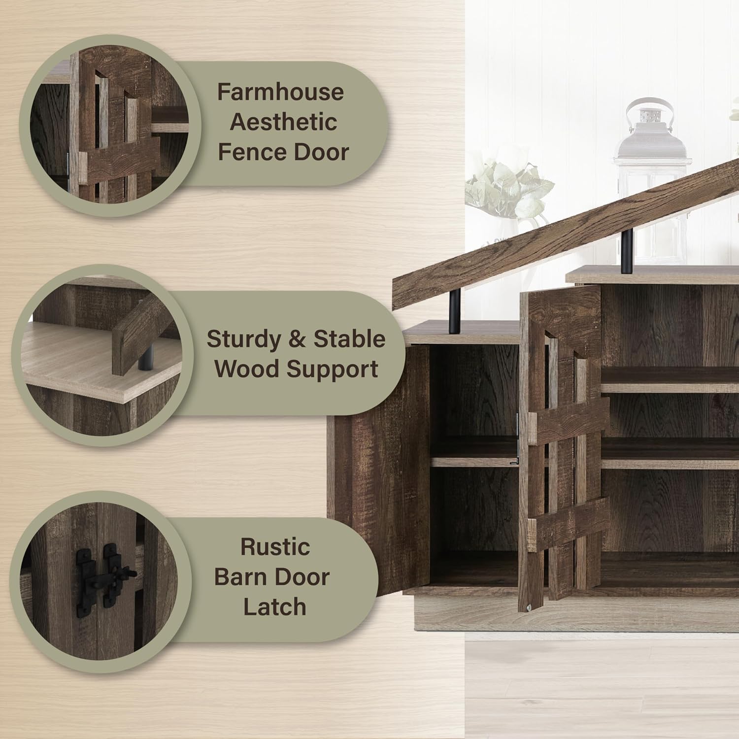 24/7 Shop at Home Cadence Farmhouse Hidden Shoe Cabinet Entryway, Hallway, Decorative Storage with Doors, Staircase-Style Enclosed Footwear Furniture, 12 Pair, 46 in. Width, Oak Brown