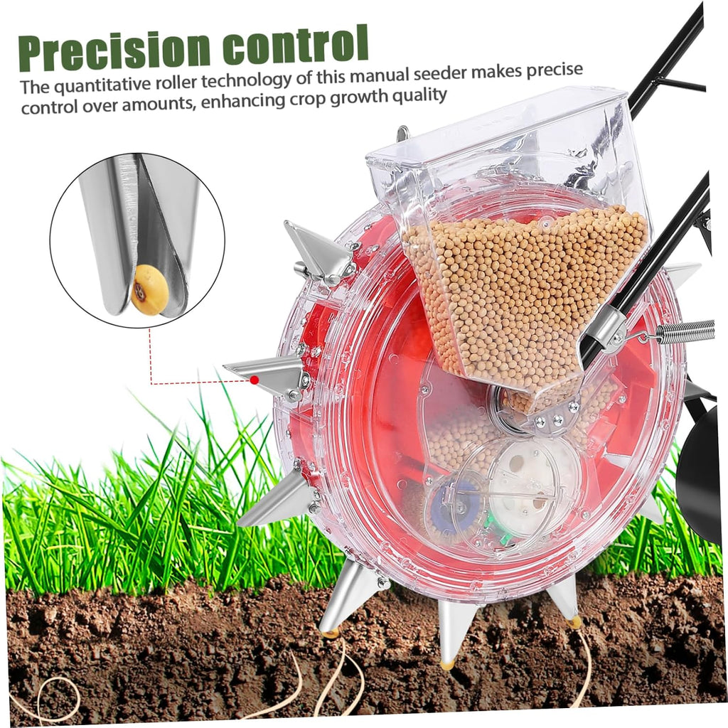 Manual Seeder Planter Precision Control Multi-Functional Hand-Push Fertilizing Applicator for Efficient Gardening and Sowing for Areas and Easy Monitoring