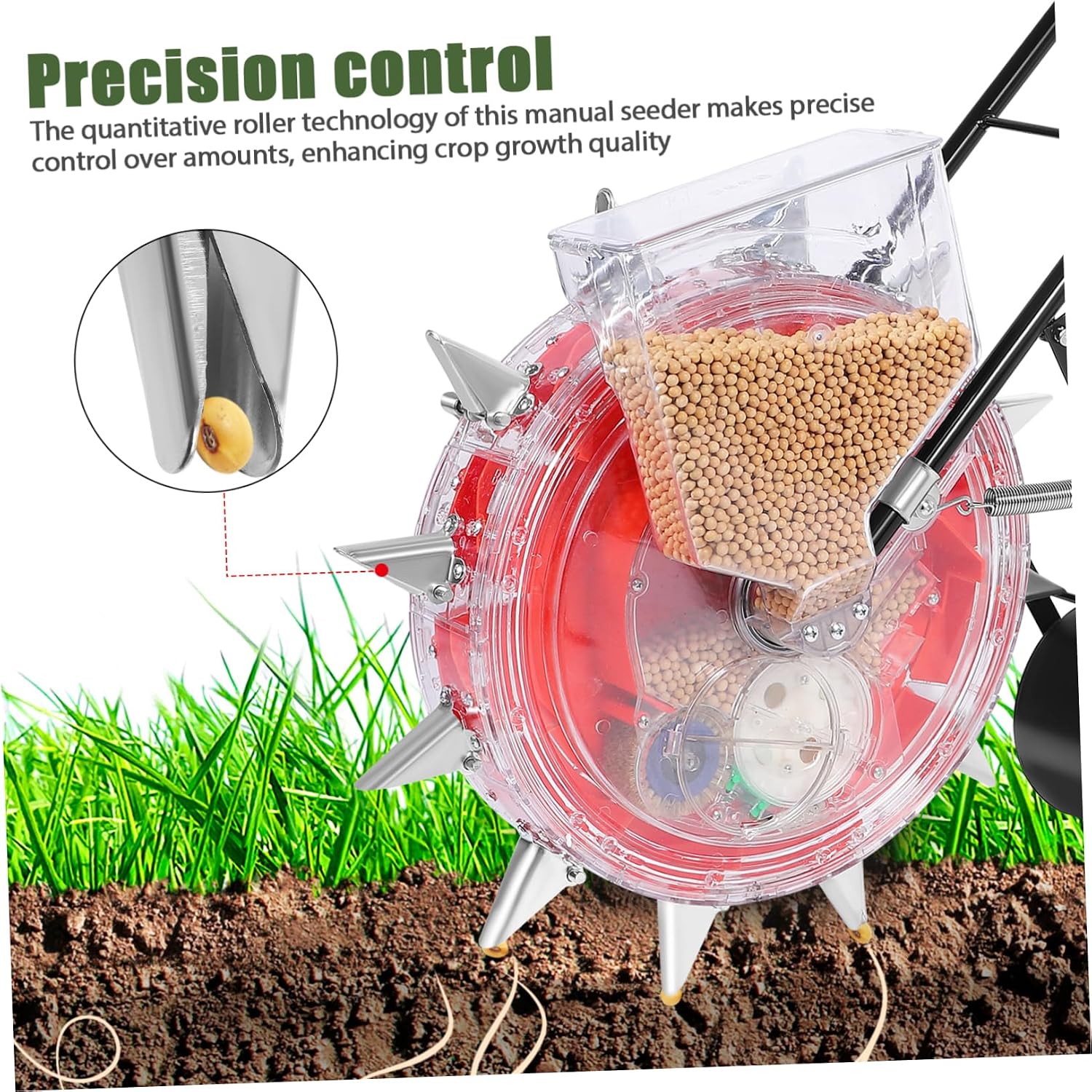 Manual Seeder Planter Precision Control Multi-Functional Hand-Push Fertilizing Applicator for Efficient Gardening and Sowing for Areas and Easy Monitoring
