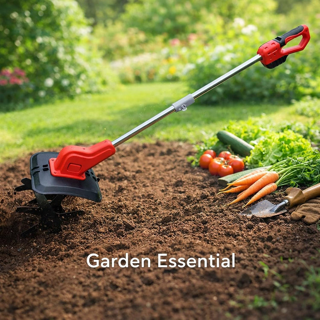 Cordless Tiller Cultivator Fit for BL1830B BL1840B High Power Digital Display Ergonomic Design Cordless Garden Tiller Cultivator