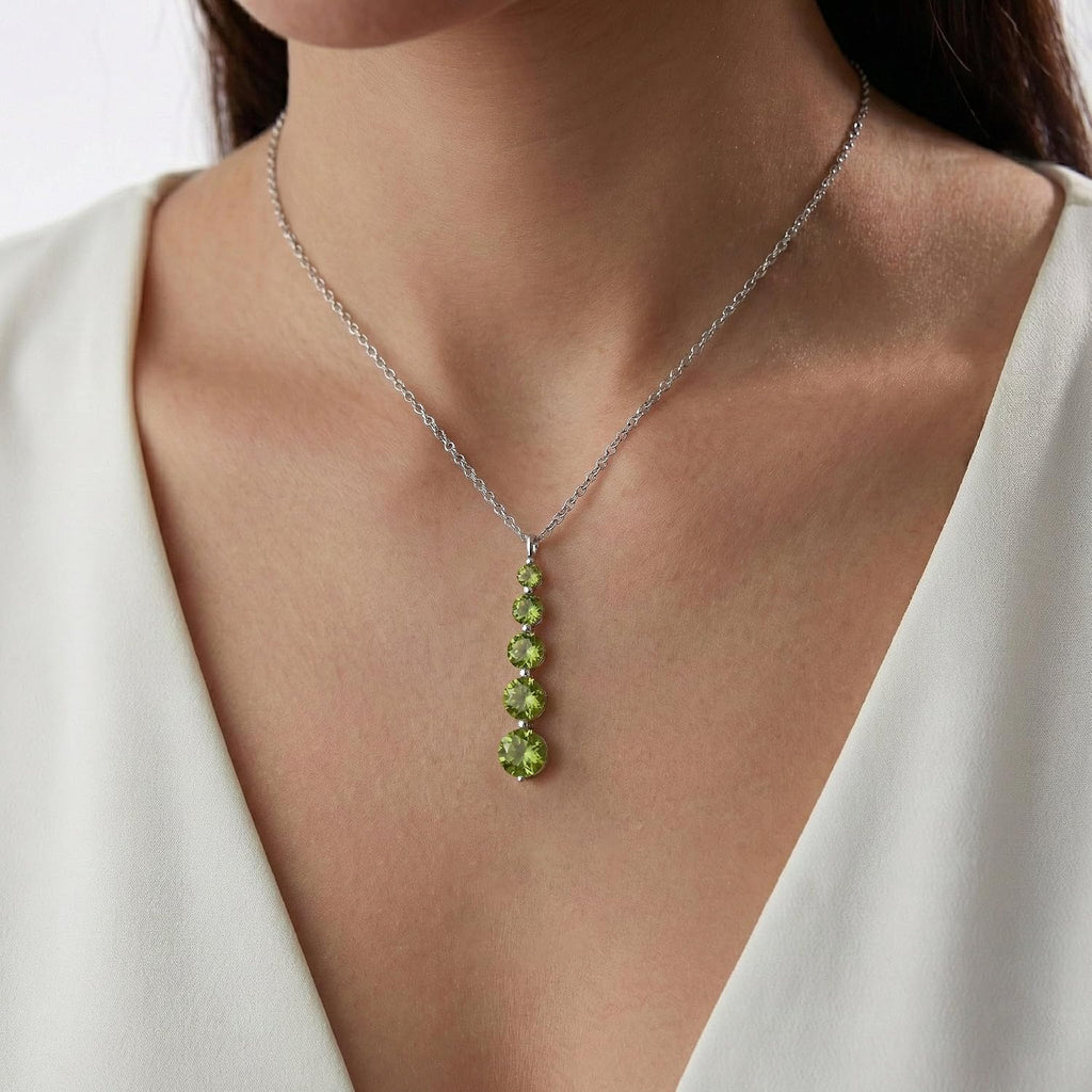 GOODSTONE JEWELS 925 Sterling Silver Linear Drop Pendant Necklace for Women | Size 16+2 Inch Cable Chain with Lobster Clasp | Natural Birthstone Jewelry Gift for Her