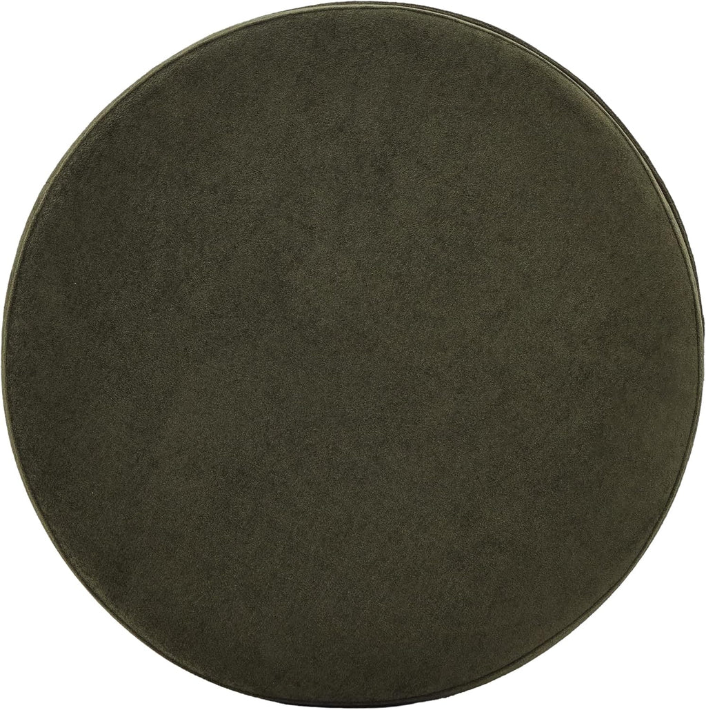Christopher Knight Home Sadin Modern Round Ottoman with Storage for Living Room, Lift-Lid Storage Ottoman Coffee Table, Velvet Upholstered Ottoman Foot Rest, No Assembly Needed, Olive Green
