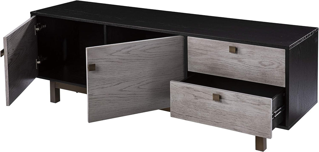 SEI Furniture Enderly w/Storage Media Console, Grey/Black (AMZ3146901SM)