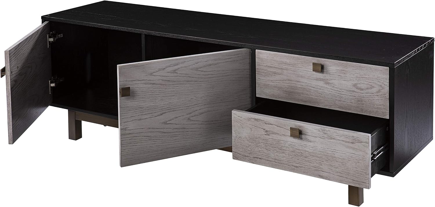 SEI Furniture Enderly w/Storage Media Console, Grey/Black (AMZ3146901SM)