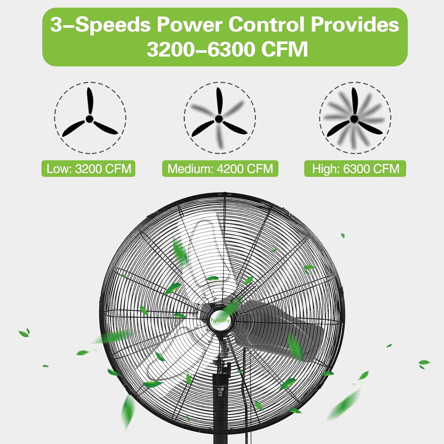 24 inch Outdoor Oscillating Wall Fan, 3-Speed 6300 CFM Heavy Duty Outdoor Wall Fans, Waterproof High Velocity Outdoor Fans for Industrial, Commercial, Patio, Jobsites and Warehouse, UL Listed