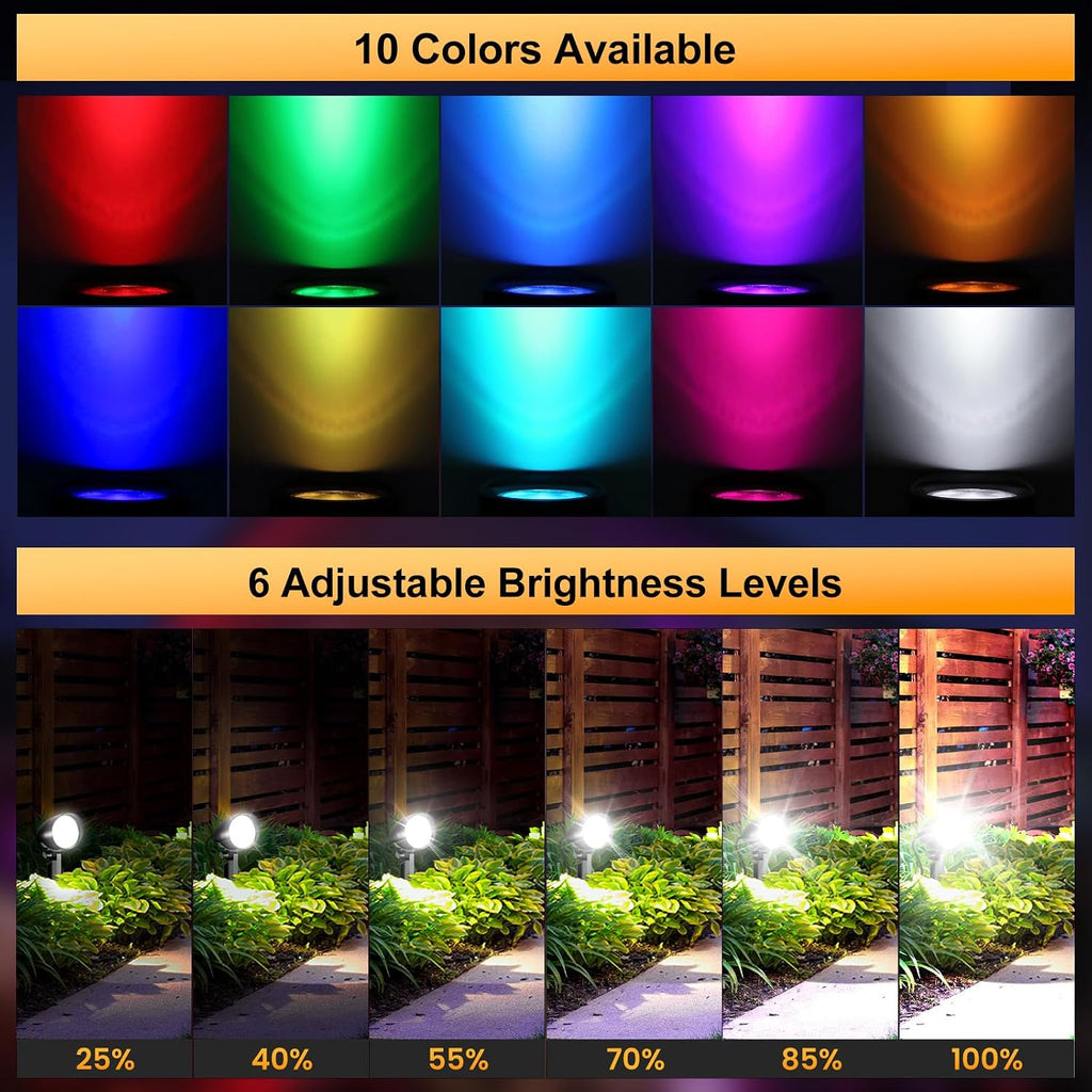 20W RGBW Color Changing Spotlight 2 Pack & 12W Low Voltage Landscape Lighting Kit 12 Pack
