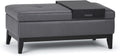 SIMPLIHOME Oregon Storage Ottoman Bench with Tray - 42 inch Wide Upholstered Vegan Leather Rectangle Storage Ottoman Bench in Stone Grey, Transitional Tufted Ottoman for Living Room with Lift-Up Lid