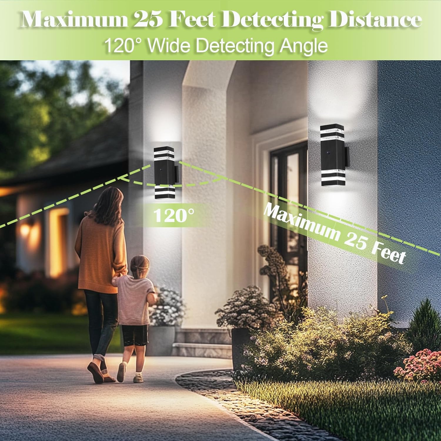 2 Pack Motion Sensor Dawn to Dusk Outdoor Light Fixture, Black Aluminum Exterior Lighting Fixtures With GU10 LED Bulbs, Up and Down Lights Outdoor Sconce Lights for Garage Porch Garden, ETL Listed