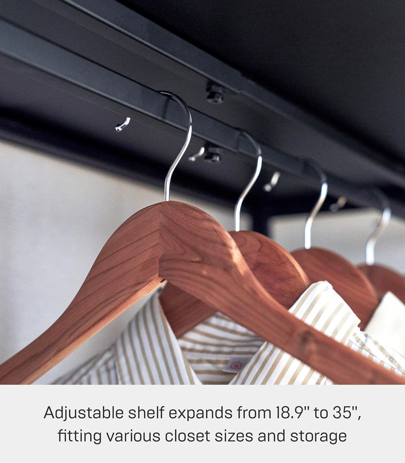YAMAZAKI Home Tower Expandable Over Suitcase Shelf, Closet Luggage Organization Clothes Hanger Metal Shelf - Steel