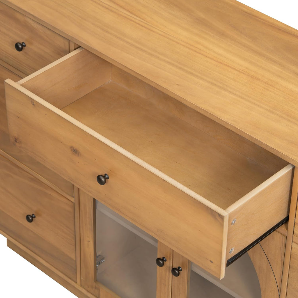 Christopher Knight Home Mia Modern Storage Cabinet with Doors and Drawers, Wooden Sideboard Cabinet with Adjustable Shelf, Freestanding Buffet Cabinet with Storage for Dining Room, Natural