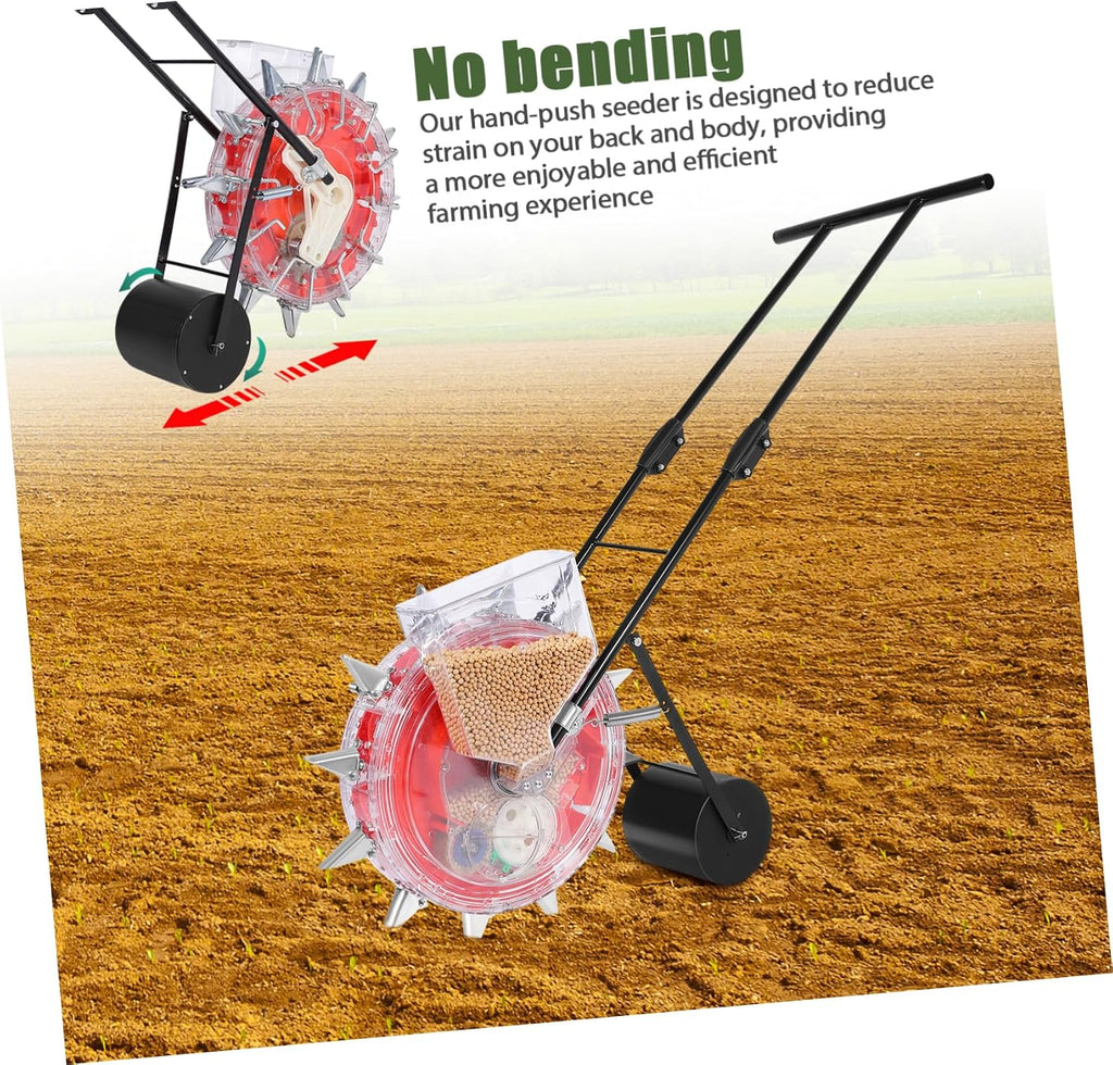 Hand-Push Planter Multi-Functional Precision Gardening Tool for Sowing and Fertilizing No Bending Design for Efficient Planting Agricultural Scenes