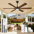 60 Inch Smart Outdoor Ceiling Fan with Lights for Patios, High CFM, Damp Rated 6 Walnut Wood Blades, Alexa Wifi Remote Control, for Modern Farmhouse Indoor Exterior Porch, for Sloped/Tall Ceiling