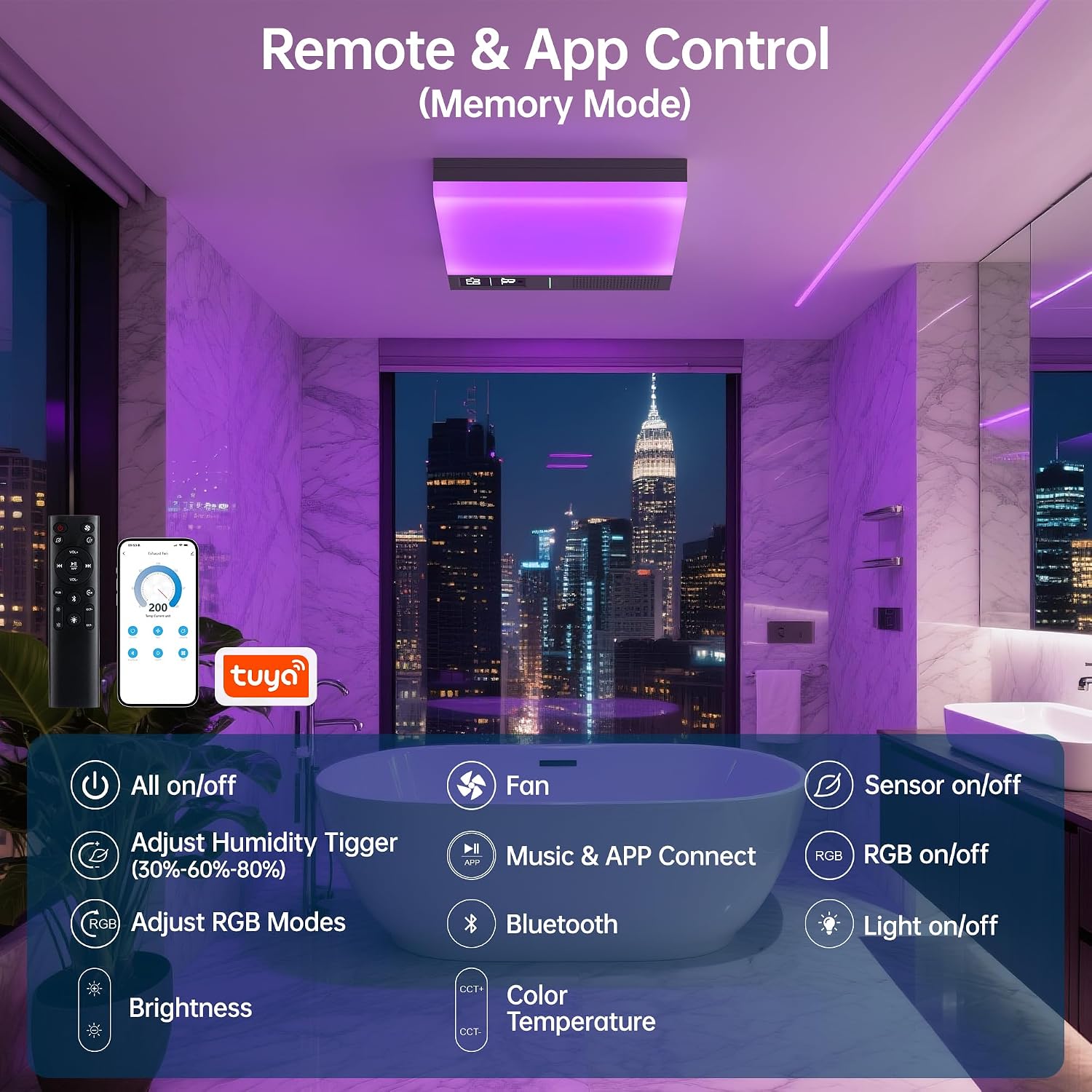Smart Bathroom Exhaust Fan with Bluetooth Speaker and Light & Humidity Sensor, Powerful 230CFM Exhaust Fan with Alexa/App/Remote Control, Auto-On Humidity & Odor Sensor, 2.0 Sone (Dark Grey)