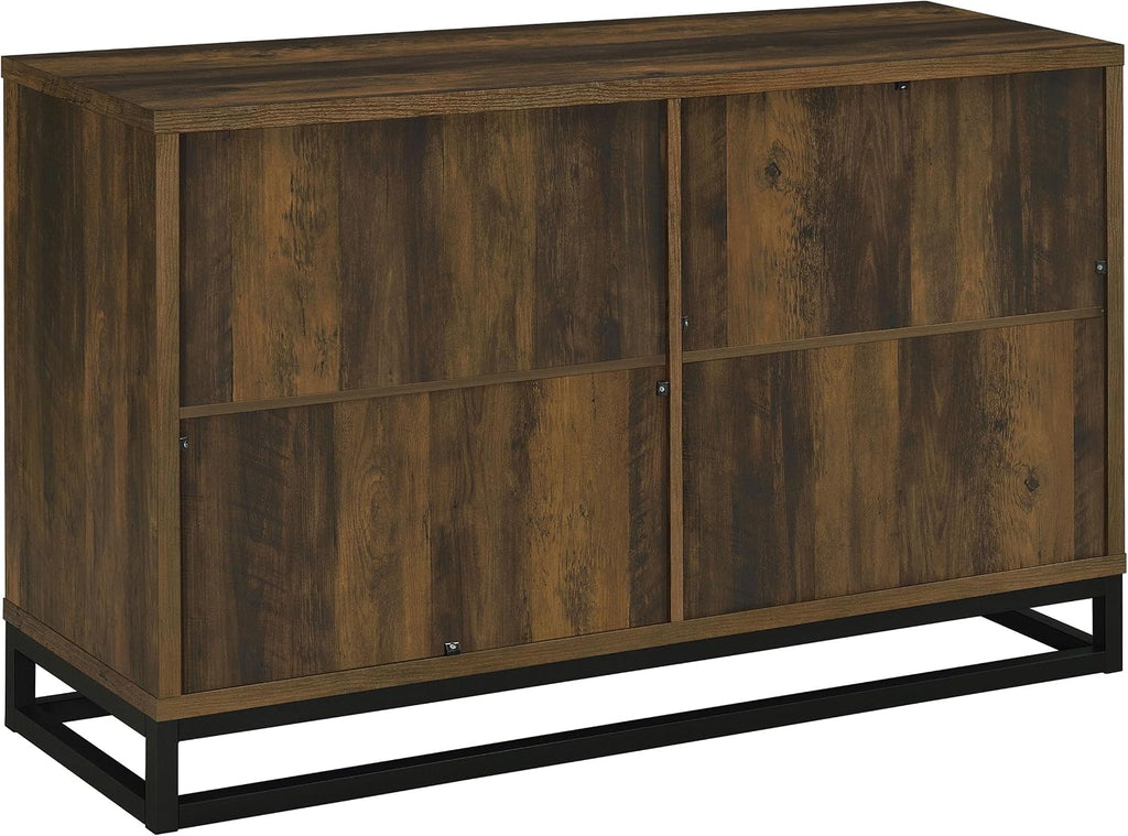 Coaster Home Furnishings - Ryatt - 4-Door Engineered Wood Accent Cabinet with Fluted Design, Two Shelves - Transitional Style - Living Room, Entryway & Home Kitchen - Dark Pine - 950393