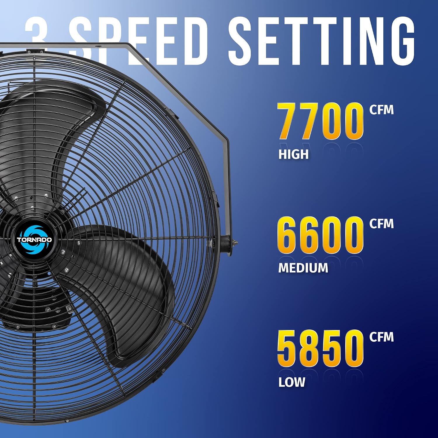 Tornado 24 Inch Outdoor Rated IPX4 Water-Resistant High Velocity Metal Industrial Workstation Wall Mount Fan For Commercial, Industrial, Residential, Greenhouse Use TEAO Motor 3 Speed UL Safety Listed