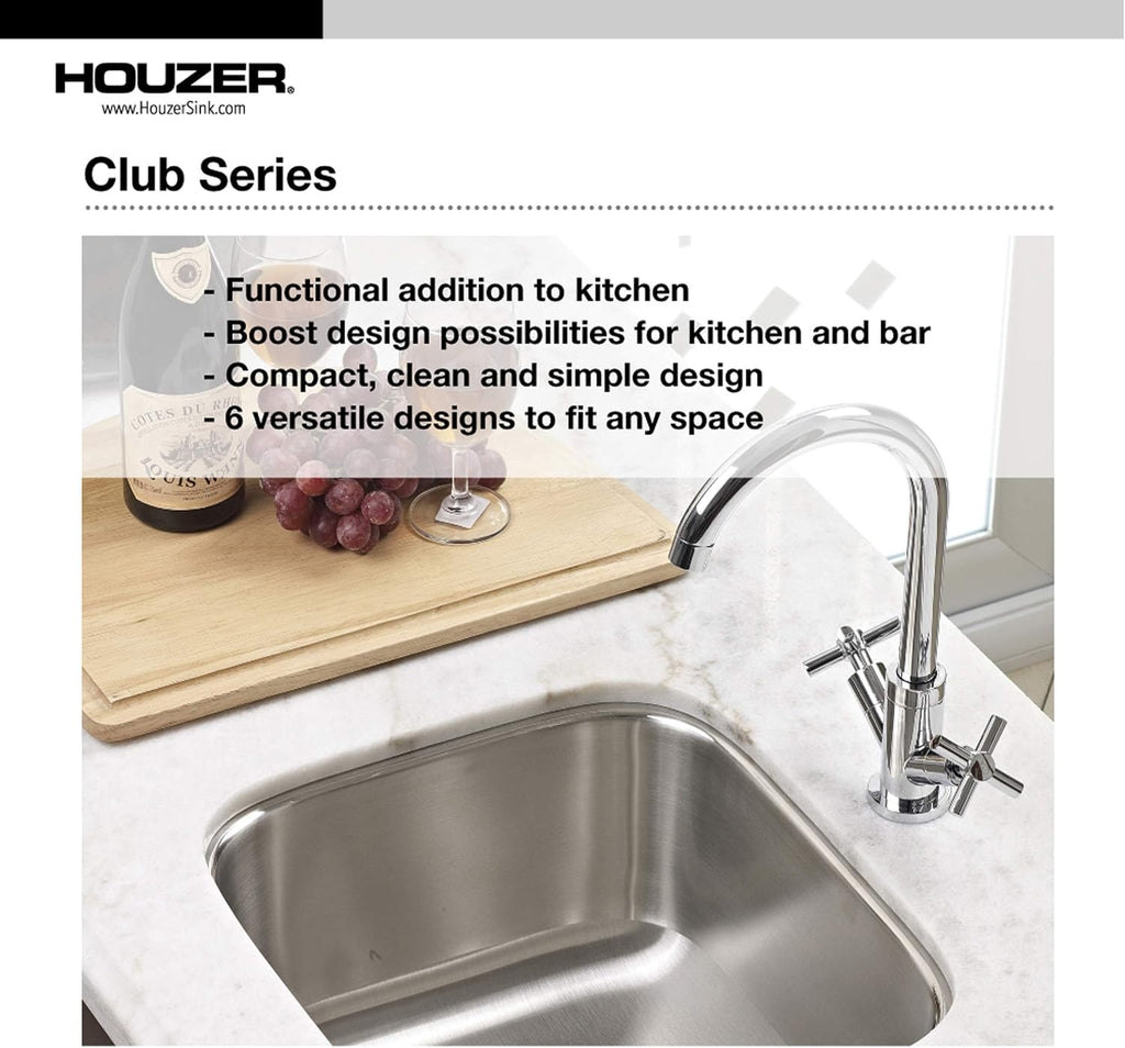 Houzer Club Stainless Steel Kitchen Bar & Prep Sink: 10 Inch Undermount Compact Oval Sink with Strainer, Durable & Versatile, Essential for Home & Apartment: CS-1105-1