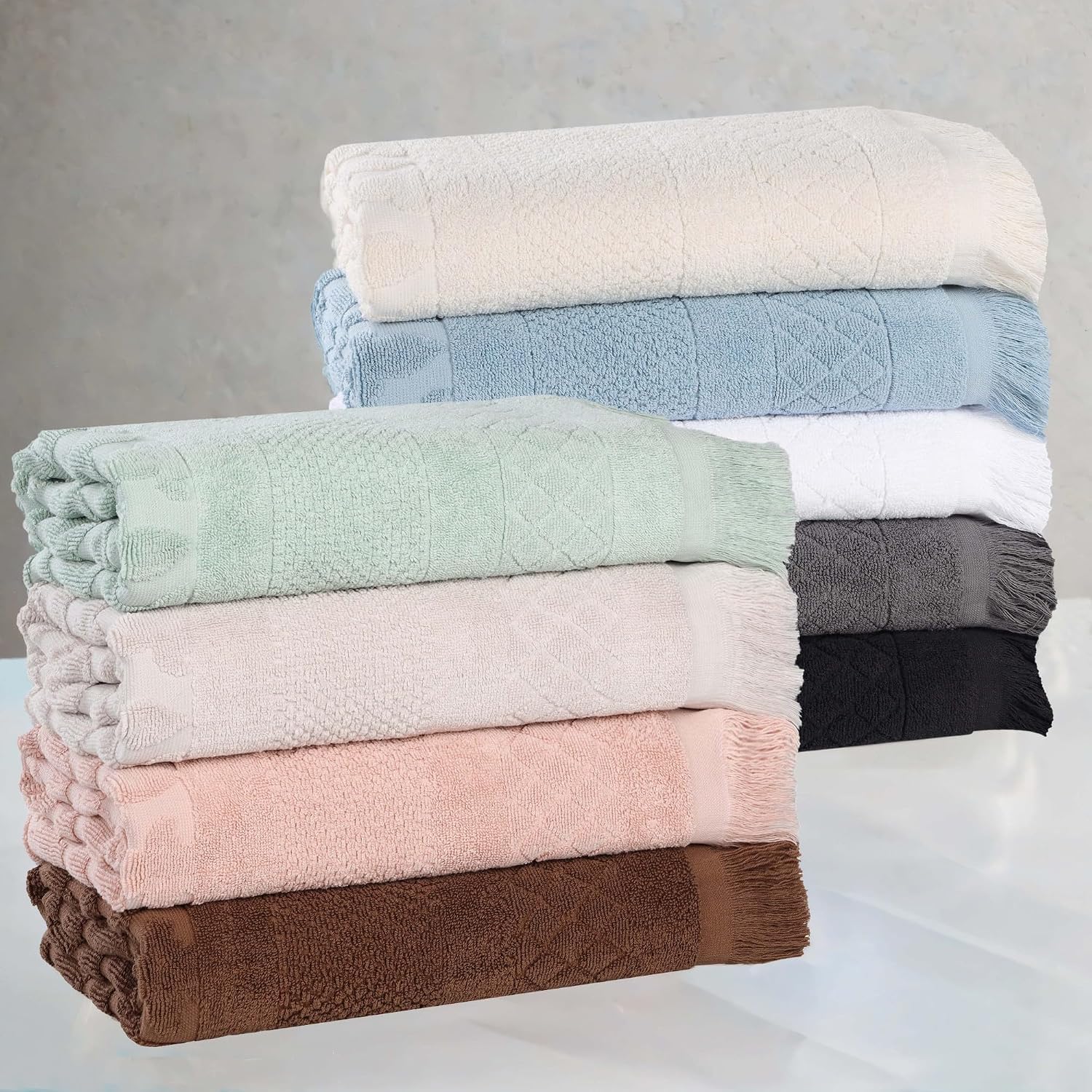 Superior Cotton 12 Piece Towel Set, Quick Dry, Bathroom Essentials, Shower, Spa, Luxury Plush Soft Absorbent Towels, Includes 4 Bath, 4 Hand, 4 Washcloth/Face Towels, Rolla Collection, Chocolate